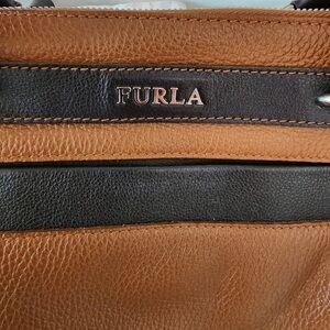 Furla Tan and Black Leather Handbag